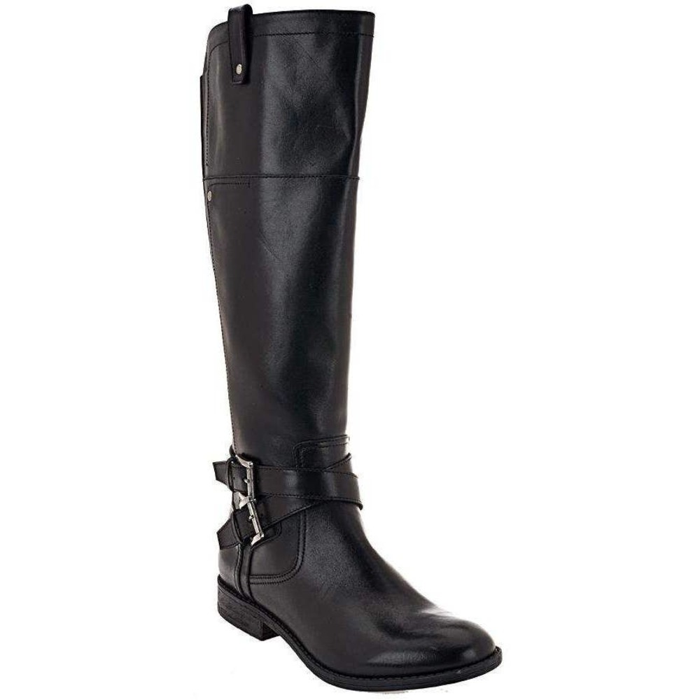 Marc Fisher Kacee Riding Boot Black Leather Size 8.5 Equestrian Stretch Calf